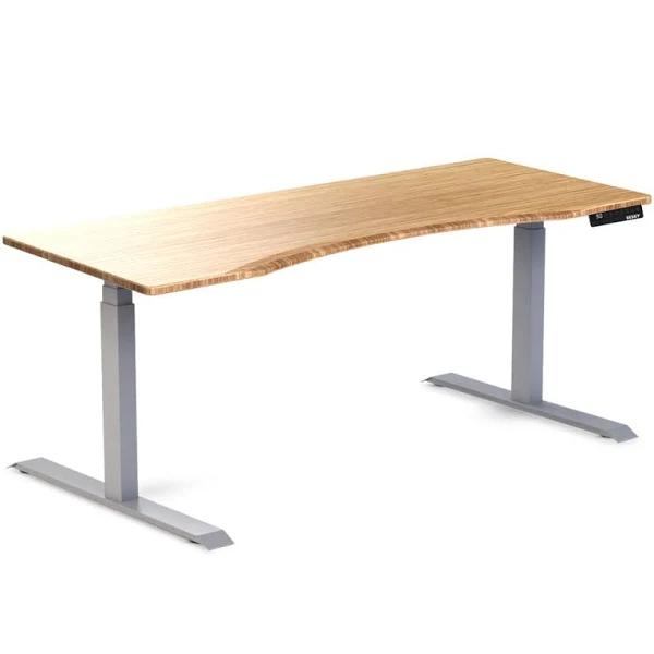 Desky Dual Ergo Edge Sit Stand Desk - Bamboo / Grey - 1800x750mm - AfterPay & zipPay Available