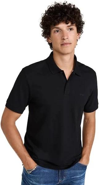 Boss Men's Pallas Polo Shirt with Short Sleeves, Black, L