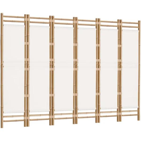 vidaXL Folding 6-Panel Room Divider 240 cm Bamboo and Canvas