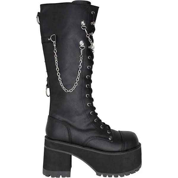 Demonia RANGER-303 Black Faux Leather Knee Boot Size 6