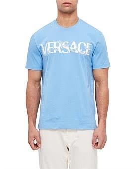 David Jones Versace Collection Versace Baroque T-Shirt in 1Vasummer Sky Blue, Size Small