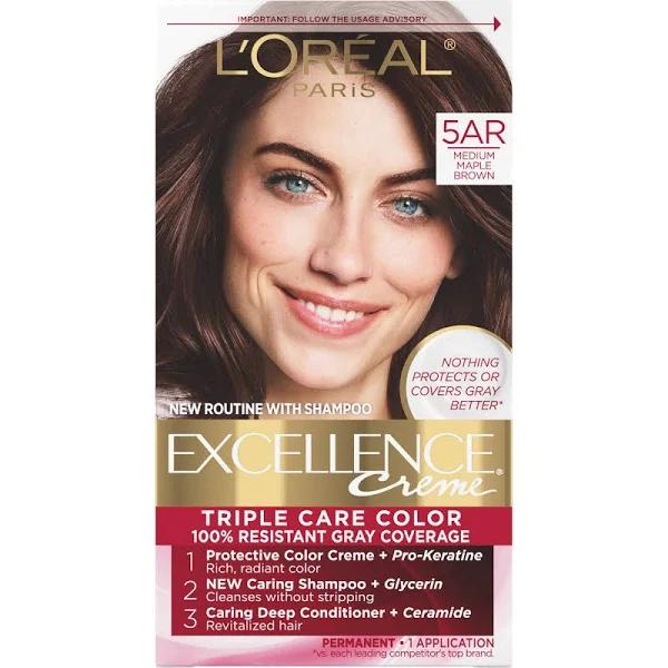 Excellence Triple Protection Permanent Color, Cooler, Medium Maple Brown 5AR