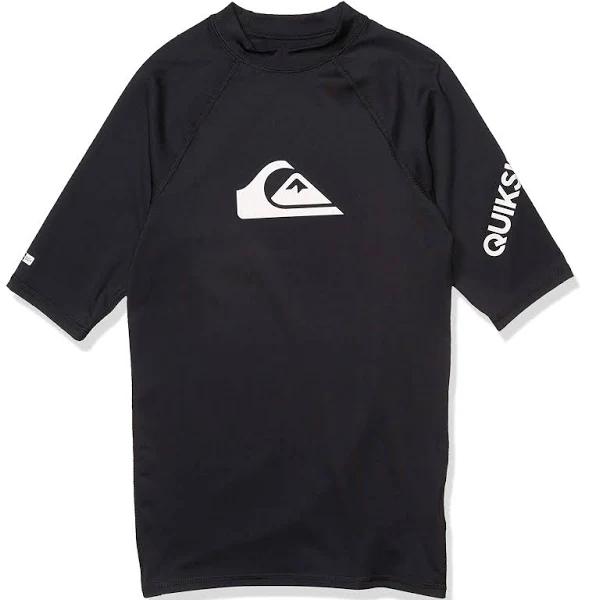 Quiksilver All Time Short Sleeve UPF 50 Rashguard Tee - Boy's Black Medium/12 EQBWR03121-KVJ0-M/12