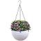 SOGA White Small Hanging Resin Flower Pot Self Watering Basket Planter Outdoor Garden Decor