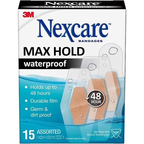 Nexcare Max Hold Waterproof Bandages 15 Assorted