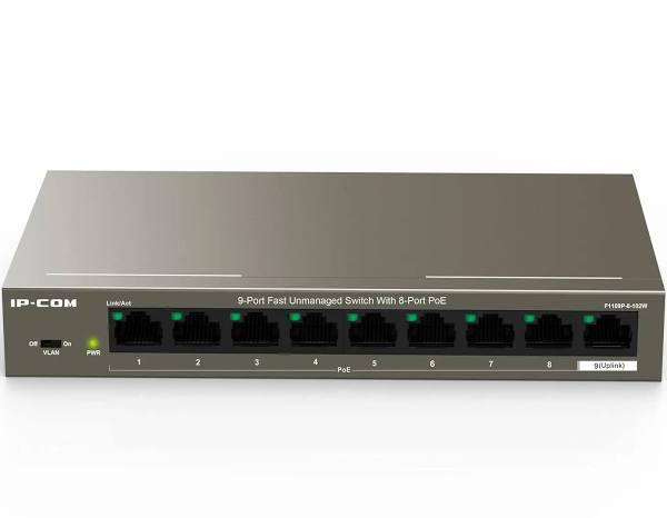 IP-COM Networks F1109P-8-102W Network Switch 8 Ports 10 / 100 Mbps PoE