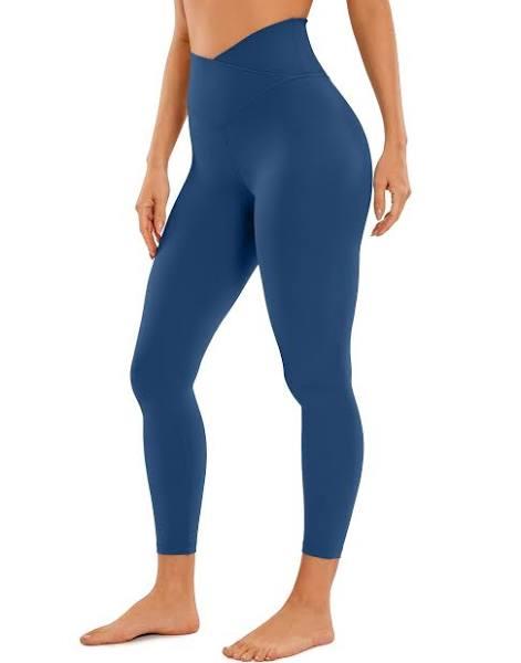 CRZ Yoga Womens Butterluxe Cross Waist Workout Leggings 25 Inches - V Cross High Waisted Gym Athletic Yoga Leggings