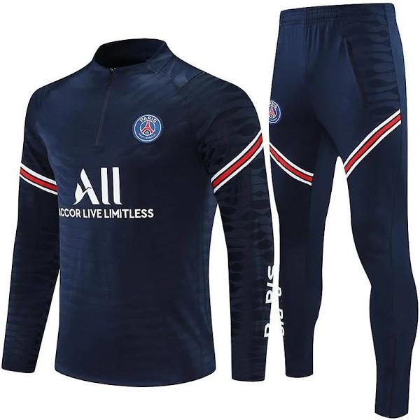 Paris Football Club Training Suit Men Kids Royal Blue Long Sleeve Breathable Sports Football Tracksuit For Fans