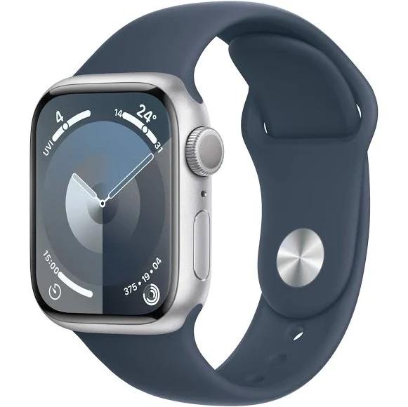 Apple Watch Series 9 41mm Silver Aluminium Case With Storm Blue Sport Band - S/M - GPS