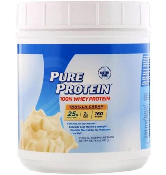 Pure Protein 100% Whey Protein Vanilla Cream 1 LB (453 g)