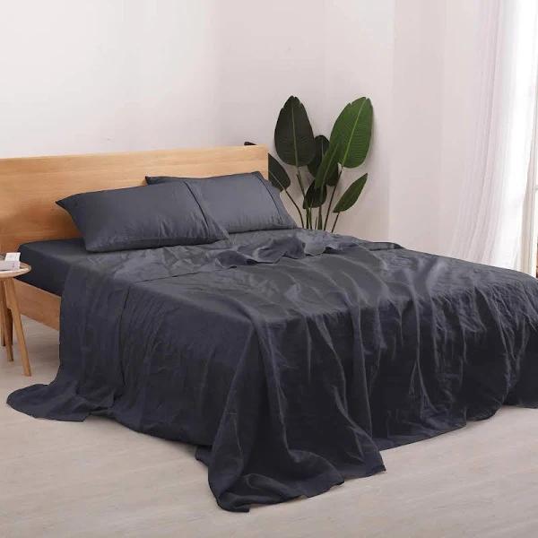 Natural Home Linen Sheet Set (Charcoal) - King Single