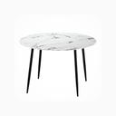 Artiss Dining Table Round Wooden With Marble Effect Metal Legs 110cm White