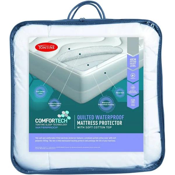 Tontine Comfortech Quilted Waterproof Fitted Mattress Protector King Single