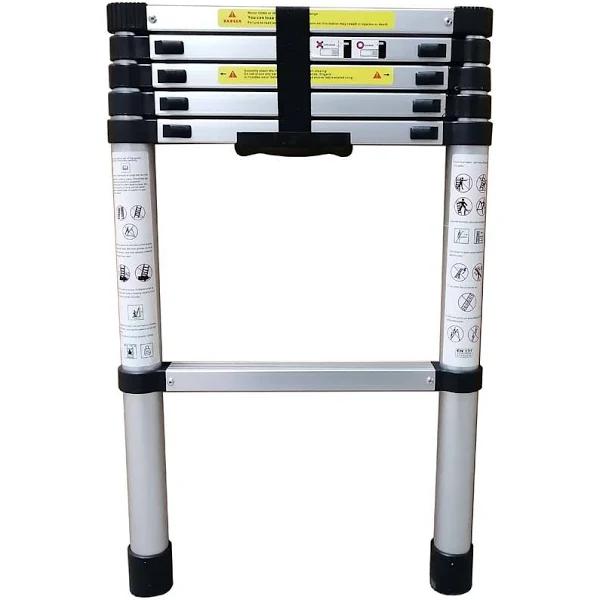 Aluminum Telescopic Ladder | Portable Rooftop Access Steps Expandable Silver / 2m