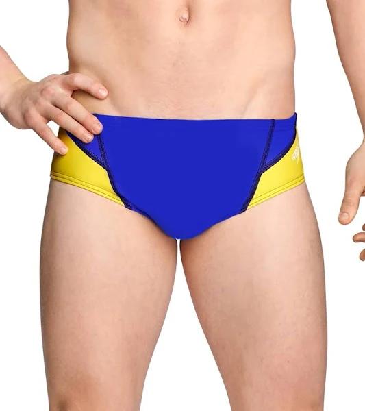 Speedo Men's Powerflex Eco Tone Setter Brief Swimsuit - Sapphire/Gold - Swimoutlet.com