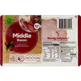 Woolworths Middle Bacon 250g