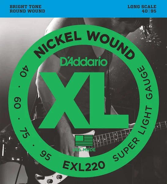 D'Addario EXL220 Nickel Wound Bass Guitar Strings - Super Light - 40-95 - Long Scale