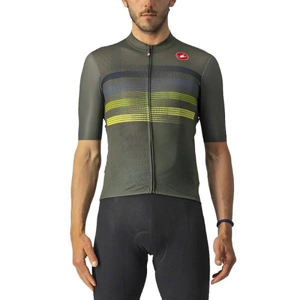 Castelli Endurance Pro Jersey Military GREEN/BLUE-SULPHUR