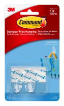 Command Clear Hooks Adhesive 17092CLR With Clear Strips, Small, (15723), 2 Hooks