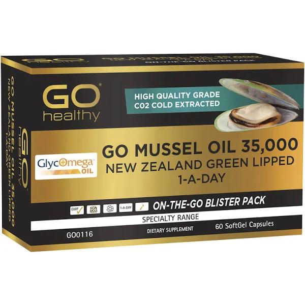 GO Healthy Go Mussel Oil 35,000 New Zealand Green Lipped 1-A-Day