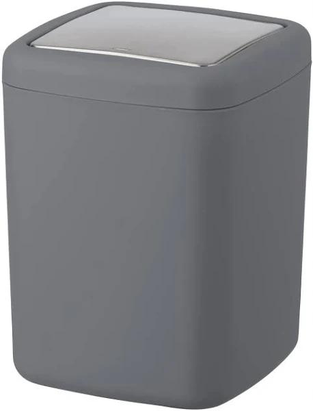 Wenko Barcelona S Swing Lid Bin Anthracite - Cosmetic Bin - Completely Shatterproof - Capacity 3 L - Plastic (TPE) - 15 x 20 x 15 cm - Anthracite