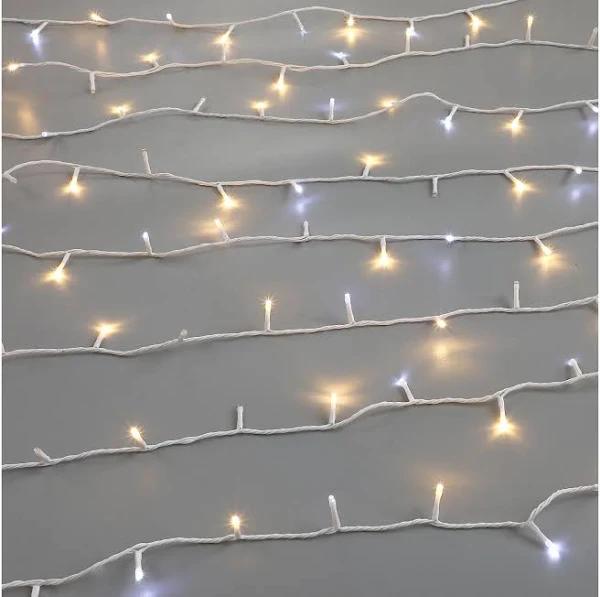 400 Sparkle LED Connectable String Light - White Cable Warm White + White Flicker