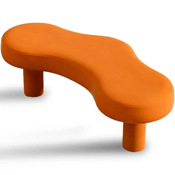 MIUZ Nordic Bench Stool Wooden Padded Seat Living Room Entryway Furniture - Orange