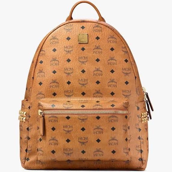 MCM Stark Side Studs Backpack in Visetos Cognac Visetos