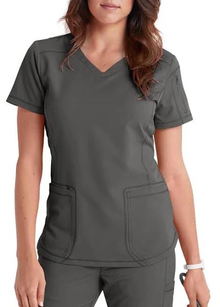 Dickies DYNAMIX V-Neck Scrub Top - 2x - Pewter