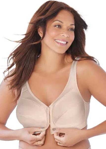 Glamorise Magiclift Front-Closure Posture Back Wire-Free Bra - Cafe - 16H