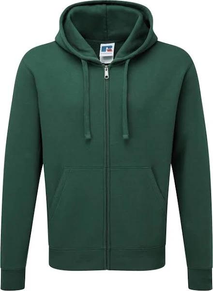 Russell Mens Authentic Full Zip Hooded Sweatshirt / Hoodie Bottle Green XS