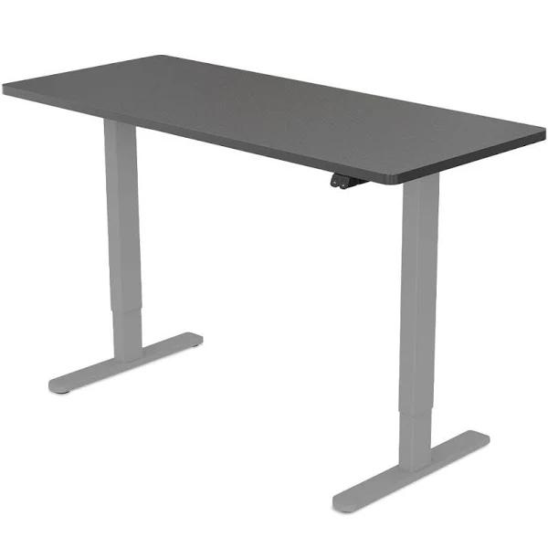 FORTIA Sit Stand Standing Desk, 140x60cm, 72-118cm Height Adjustable, 70kg Load, Black/Silver Frame