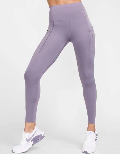 Nike Go Women's Firm-Support High-Waisted 7/8 Leggings with Pockets - Purple - Nylon/Elastane