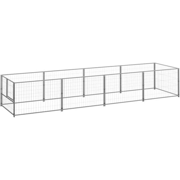 vidaXL Dog Kennel Silver 4 m² Steel