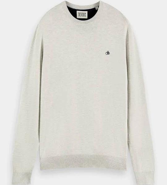 Scotch & Soda Men's Classic Crewneck Pullover, Bone White Melange, 2XL