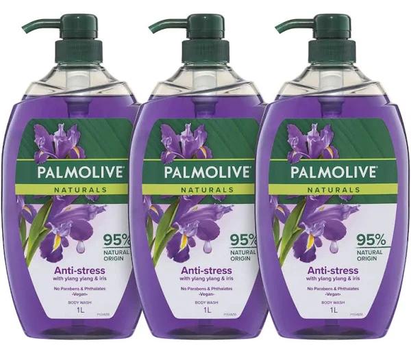 3 x Palmolive Naturals Anti-Stress Body Wash Ylang-Ylang & Iris 1L - AfterPay & zipPay Available