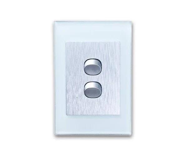 Vertical/Horizontal Wall Switch 2 Gang 2 Way Ocean Blue Glass Frame