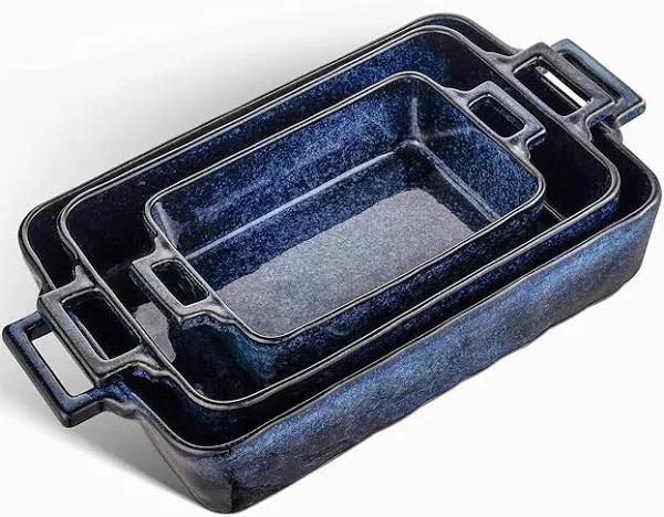 vicrays Ceramic Bakeware Set, Porcelain Rectangular Lasagna Pans Casserole Dish Set For Baking, Cooking, Kitchen, Cake Dinner, Banquet and Daily Use