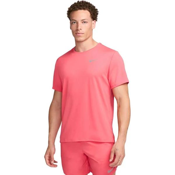 Nike Miler Men's Dri-FIT UV Short-Sleeve Running Top - Pink - Polyester - 50% Recycled Polyester