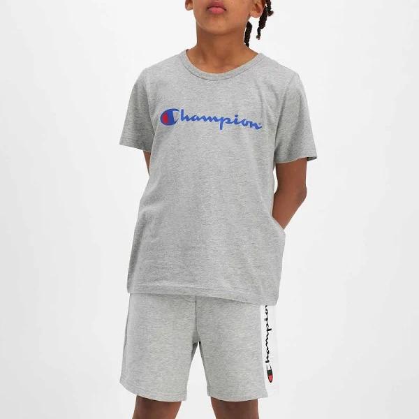 Champion | Kids Script Short Sleeve Tee (Oxford Heather) 8