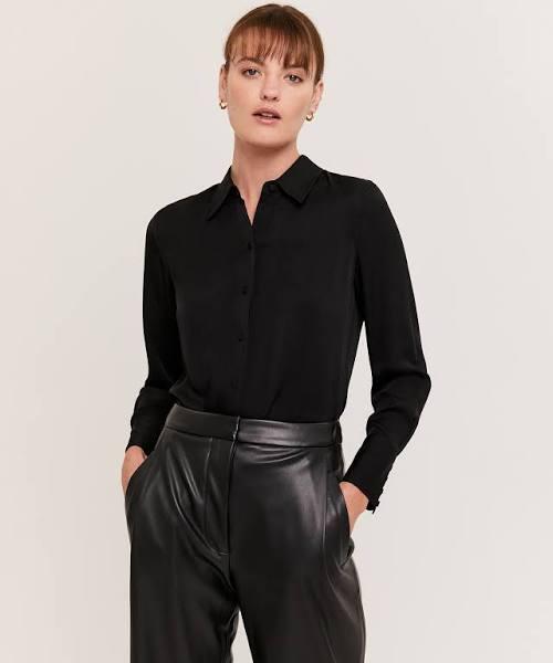 Saba Women's Sam Silk Cuff Shirt in Black Size 4