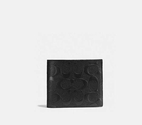 Coach Outlet 3-in-1 Wallet in Signature Leather Black One Size