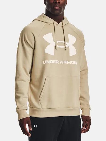 Under Armour Rival Big Logo Hoodie White Beige - M