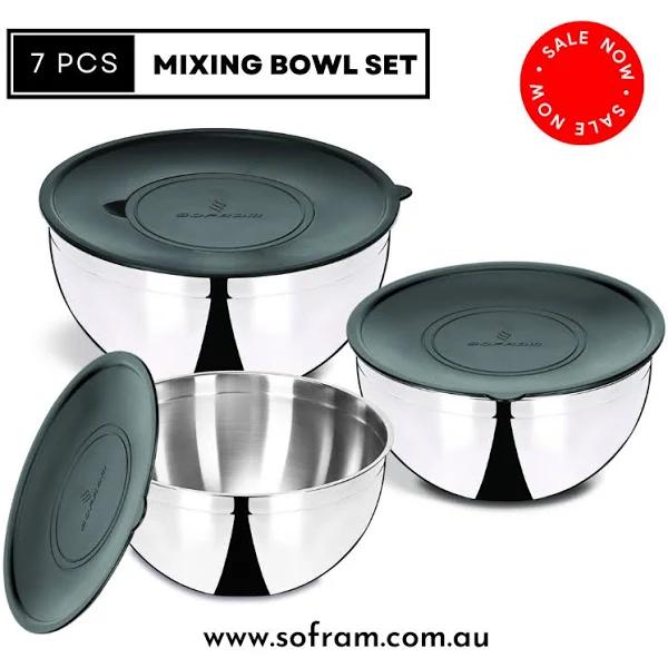 Sofram Mixing and Storage Bowl Set 7 Pcs with Splash Proof Lid