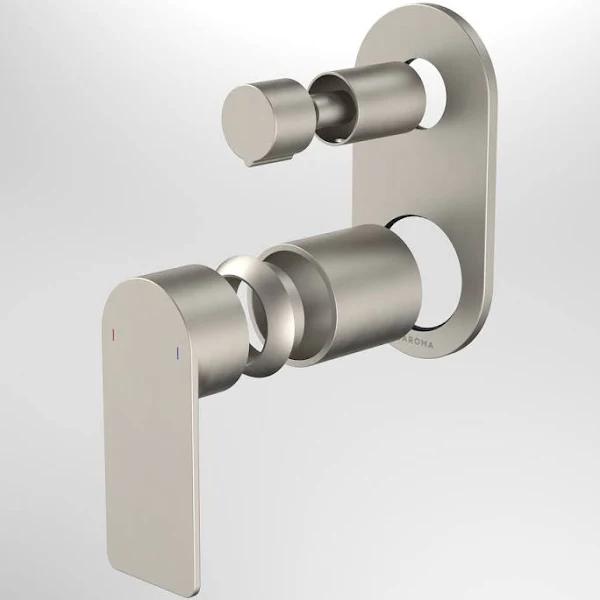 Caroma Urbane II Bath / Shower Mixer with Diverter Trim Kit - Round Cover Plate - Brushed Nickel - 99661BN