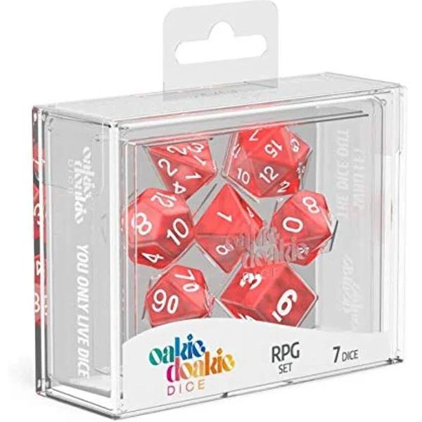 Oakie DOAKIE Dice RPG Set Marble - Red (7)