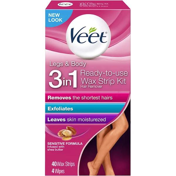 Veet Legs & Body Wax Strip Kit Ready-to-Use Hair Remover