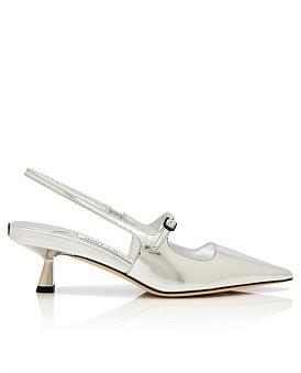 David Jones Jimmy Choo Didi Slingback Pump 45 in Silver, Size 40 EU