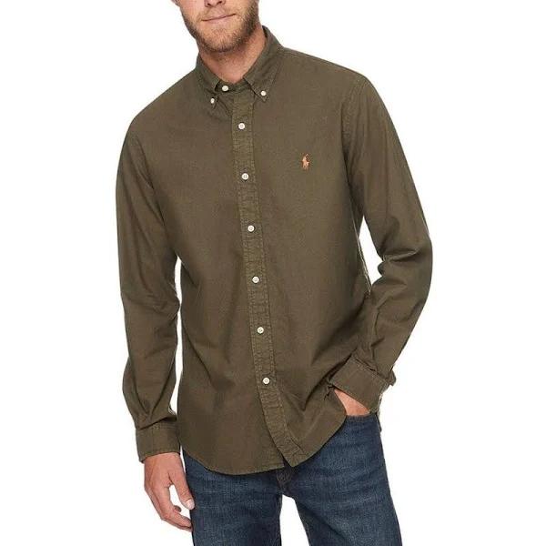 Polo Ralph Lauren Garment Dyed Custom Fit Oxford Shirt - Defender Green