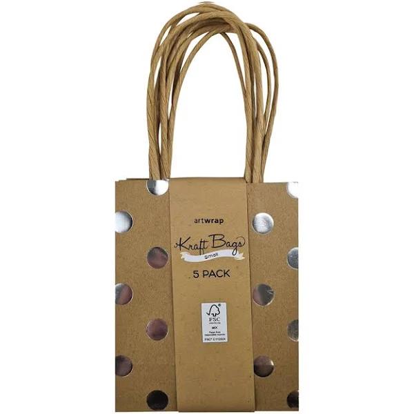 Artwrap Small Foil Spots Kraft Bag 5 Pack